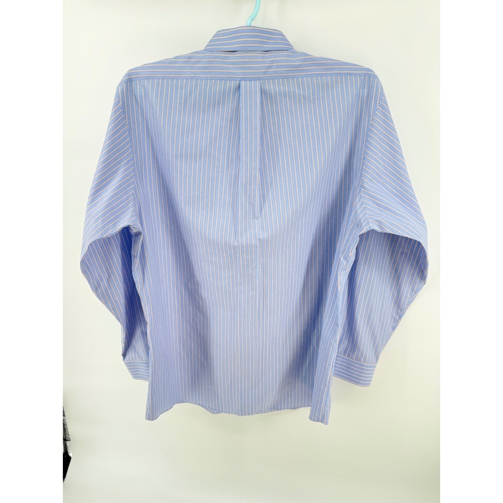 Brooks Brothers Regent Shirt Mens 17.5 35 Blue Stripe Non-Iron Supima Cotton - Picture 2 of 8